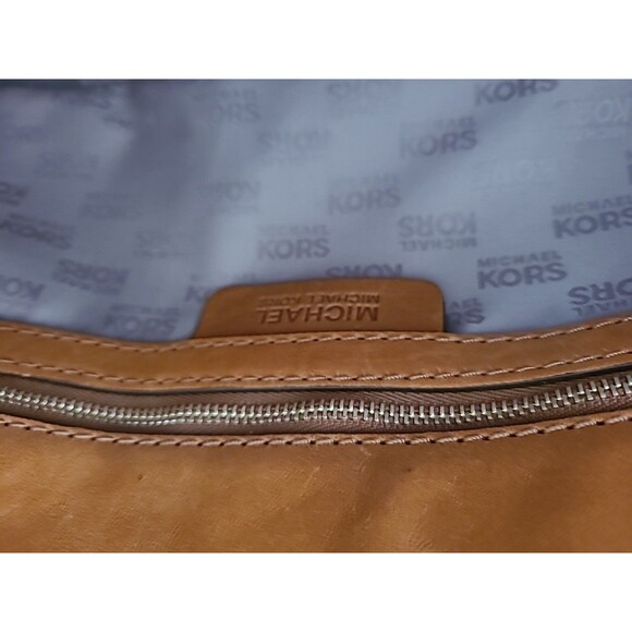 Vintage Michael Kors Standford Tan Leather Satchel Saddle Bag Handbag - Picture 7 of 15